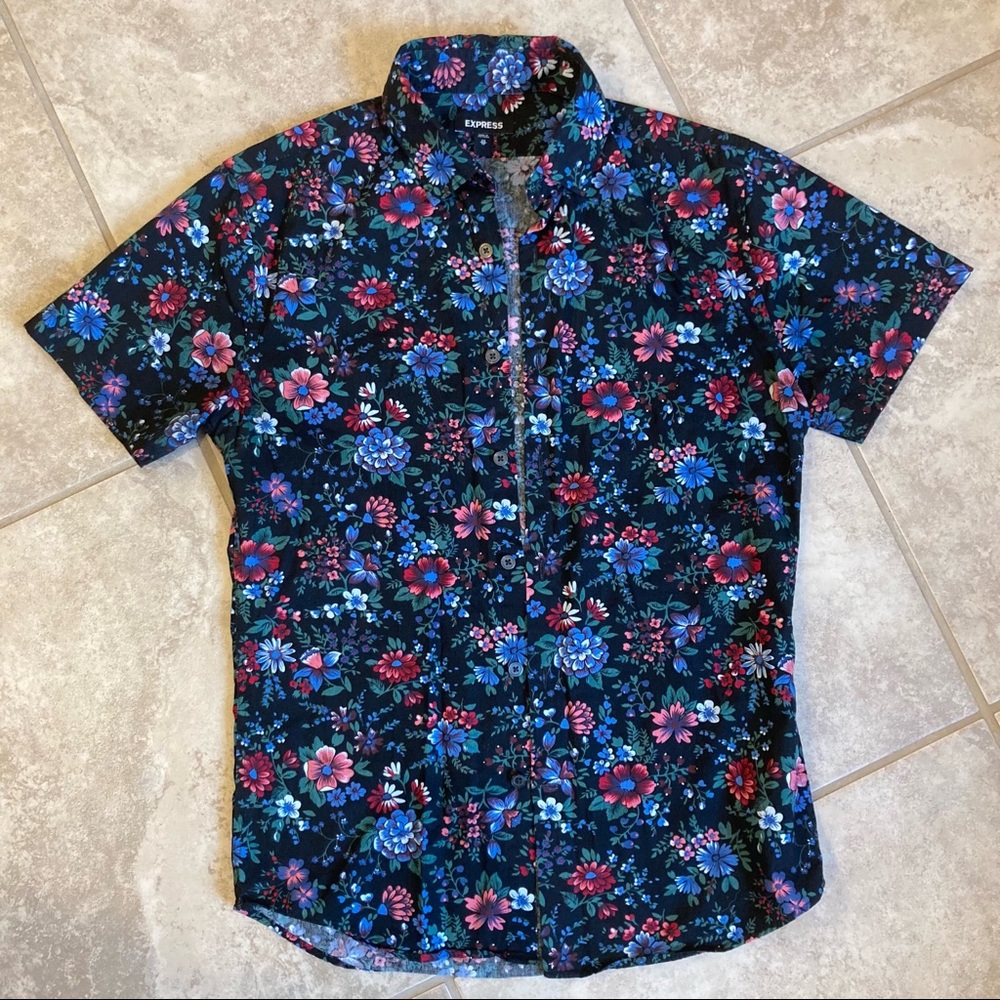 Mens Floral Express Button Up shirt